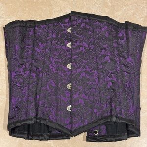 XS Purple and Black Underbust Tight Lacing Steel Boned Corset